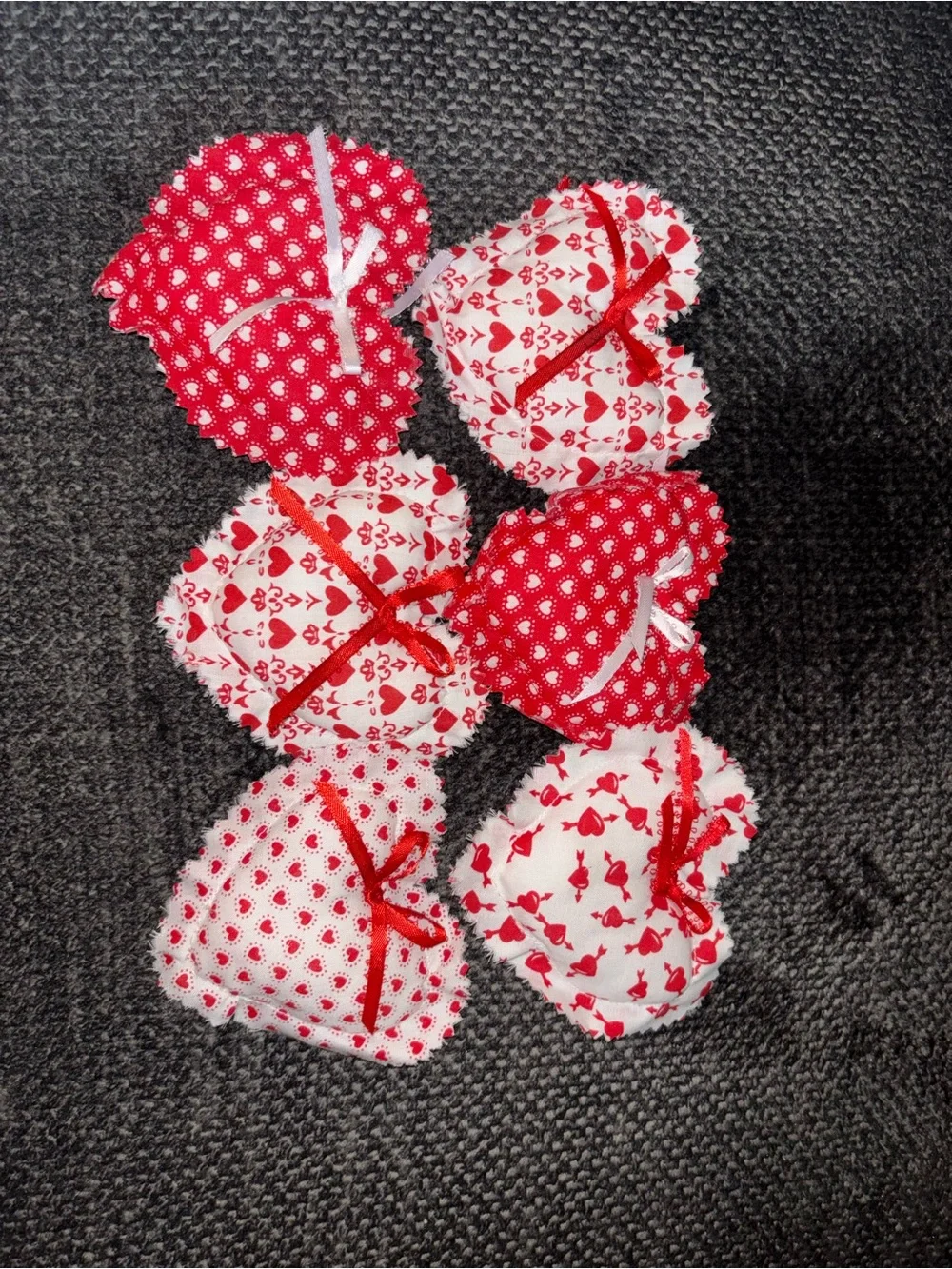 Handmade Quilted Stuffed Hearts Set of 6 ❤️